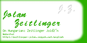 jolan zeitlinger business card